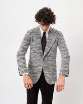 Black and White Boucle Unstructured Jacket
