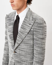 Black and White Boucle Unstructured Jacket