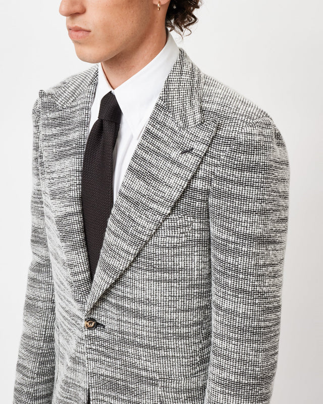Black and White Boucle Unstructured Jacket