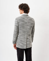 Black and White Boucle Unstructured Jacket