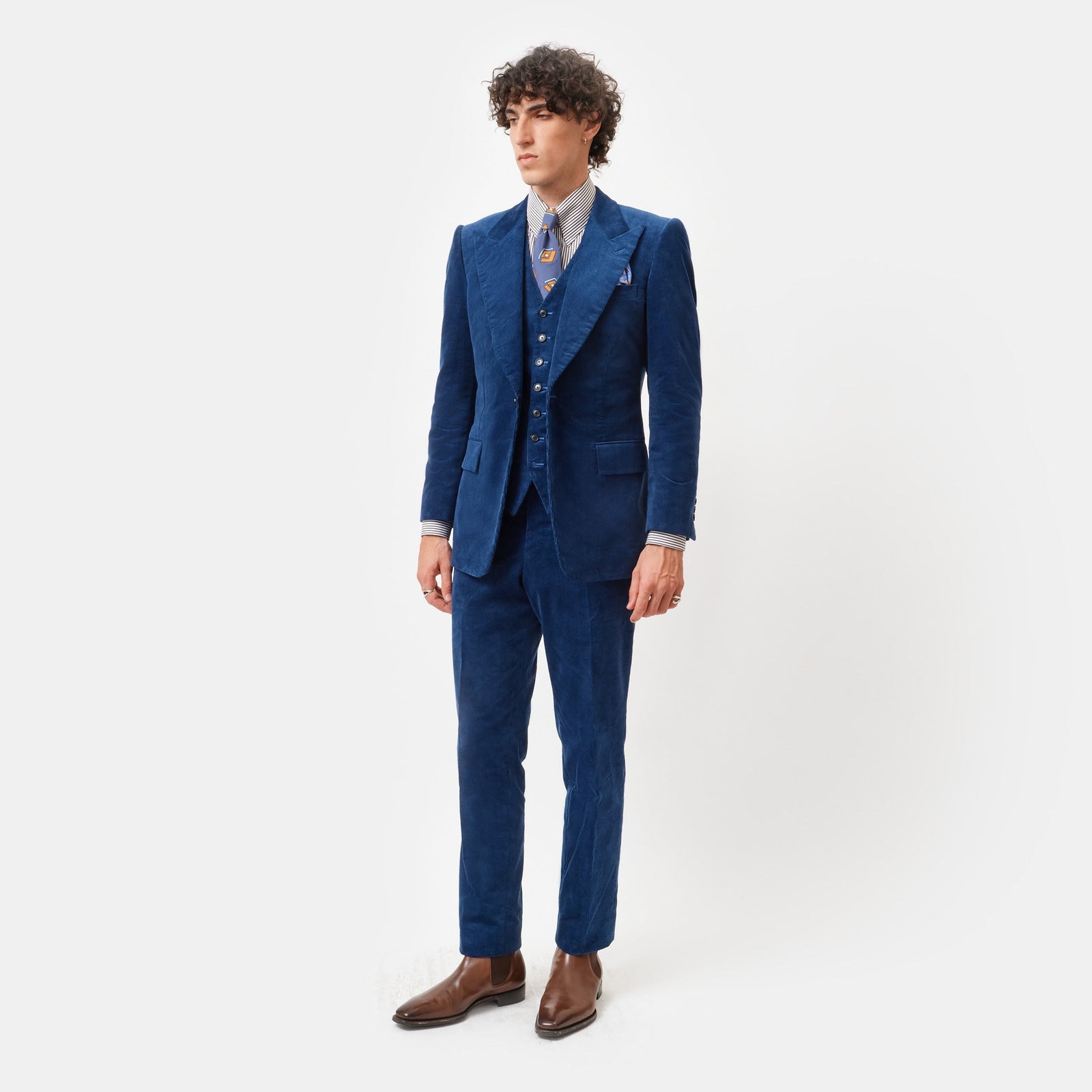 Blue Corduroy Contemporary Suit