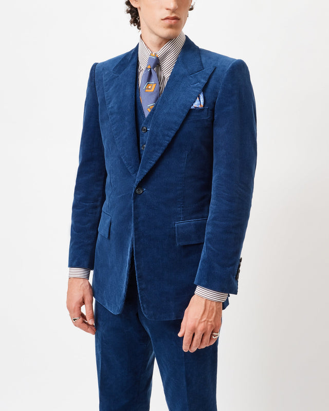 Cobalt Blue Corduroy Contemporary Jacket