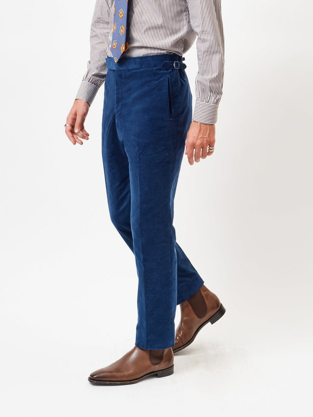 Cobalt Blue Corduroy Contemporary Trousers