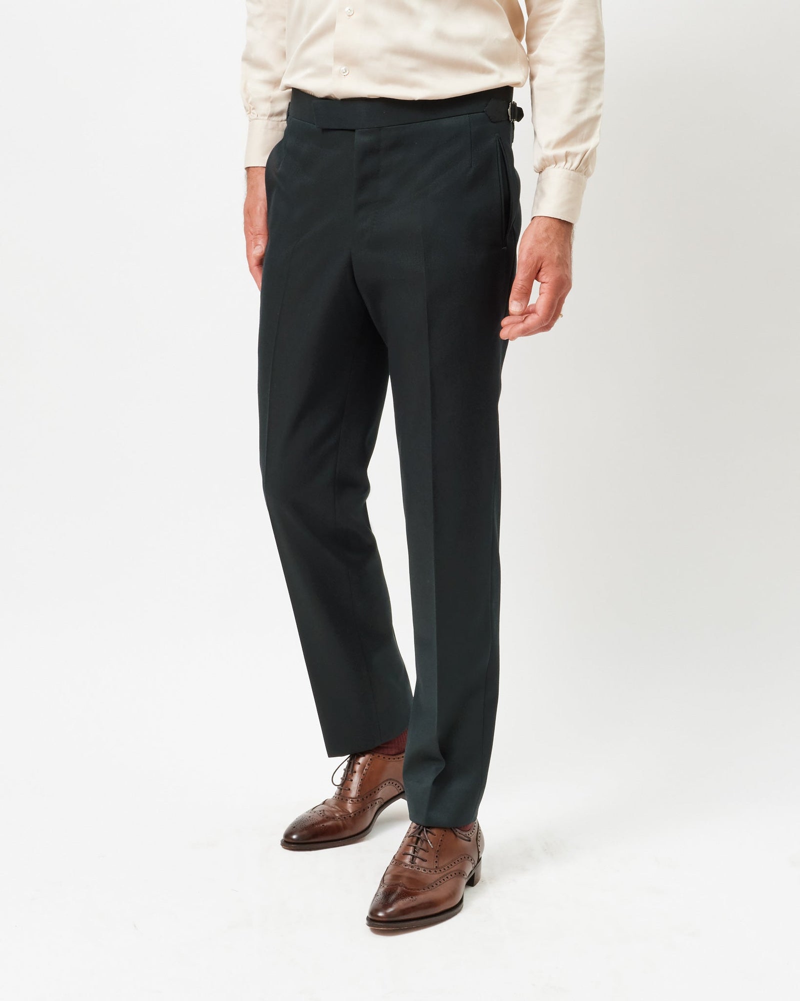 Obsidian Green Gabardine Trousers