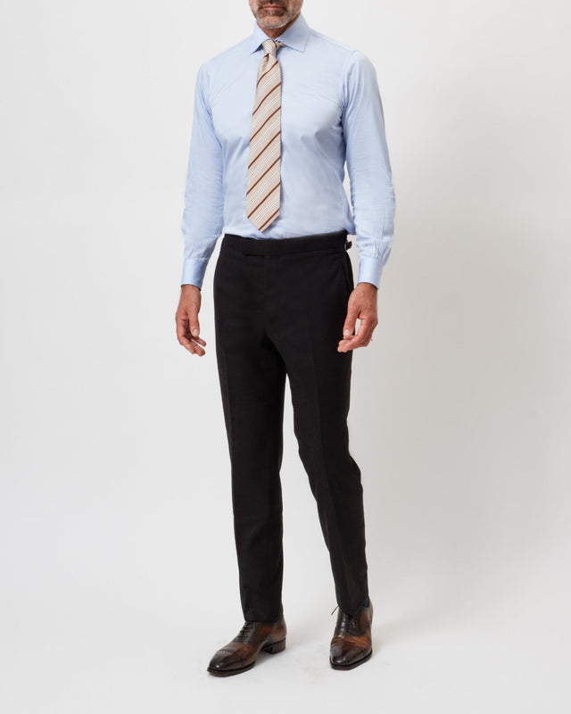 Dark Chocolate Flannel Contemporary Trousers