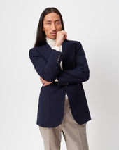 Navy Rib Unstructured Jacket