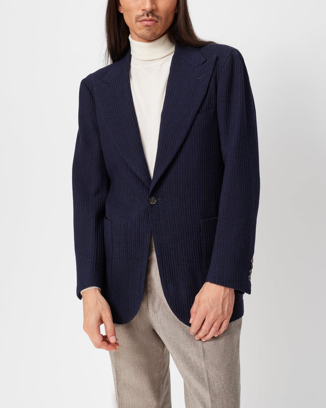 Navy Rib Unstructured Jacket
