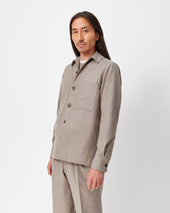 Oatmeal Flannel Capri Collar Overshirt