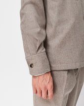 Oatmeal Flannel Capri Collar Overshirt