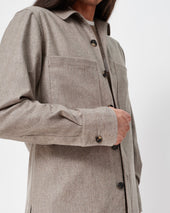 Oatmeal Flannel Capri Collar Overshirt