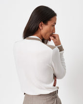 Beige And Cream Geometric Crew Neck