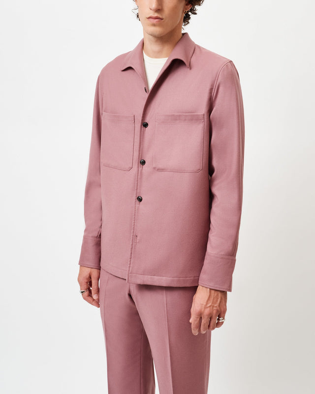 Dusty Pink Flannel Capri Collar Over Shirt