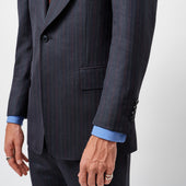 Navy and Burgundy Heritage Stripe Parallel Trousers