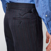 Navy and Burgundy Heritage Stripe Parallel Trousers