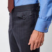 Navy and Burgundy Heritage Stripe Parallel Trousers