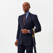 Navy Wide Pinstripe Contemporary Jacket