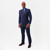 Navy Wide Pinstripe Trousers