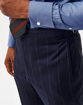 Navy Wide Pinstripe Trousers