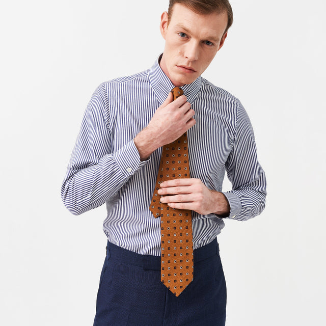Navy Bengal Stripe Pin Collar Shirt