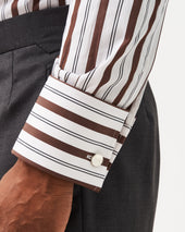 And Navy Stripe Pin Collar Shirt