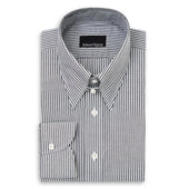 Grey Bengal Stripe Tab Collar Shirt