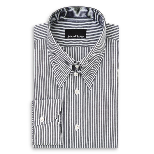 Grey Bengal Stripe Tab Collar Shirt