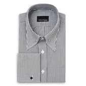 Grey Bengal Stripe Pin Collar Shirt