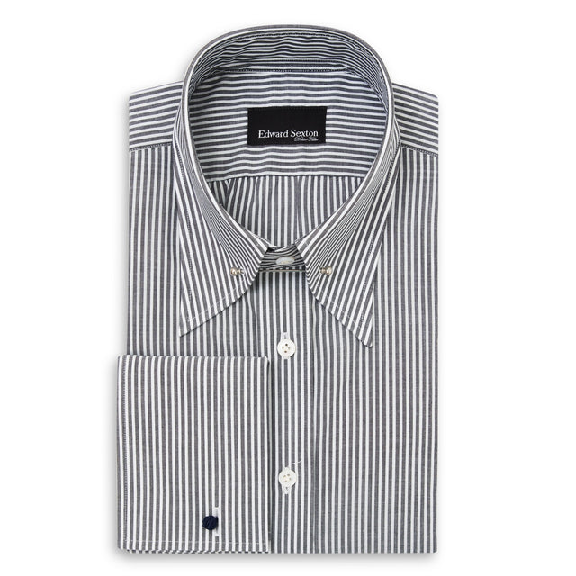 Grey Bengal Stripe Pin Collar Shirt