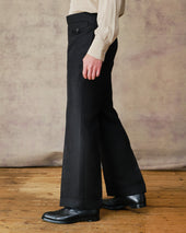 Black Linen Wide Parallel Trousers