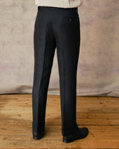 Black Linen Wide Parallel Trousers