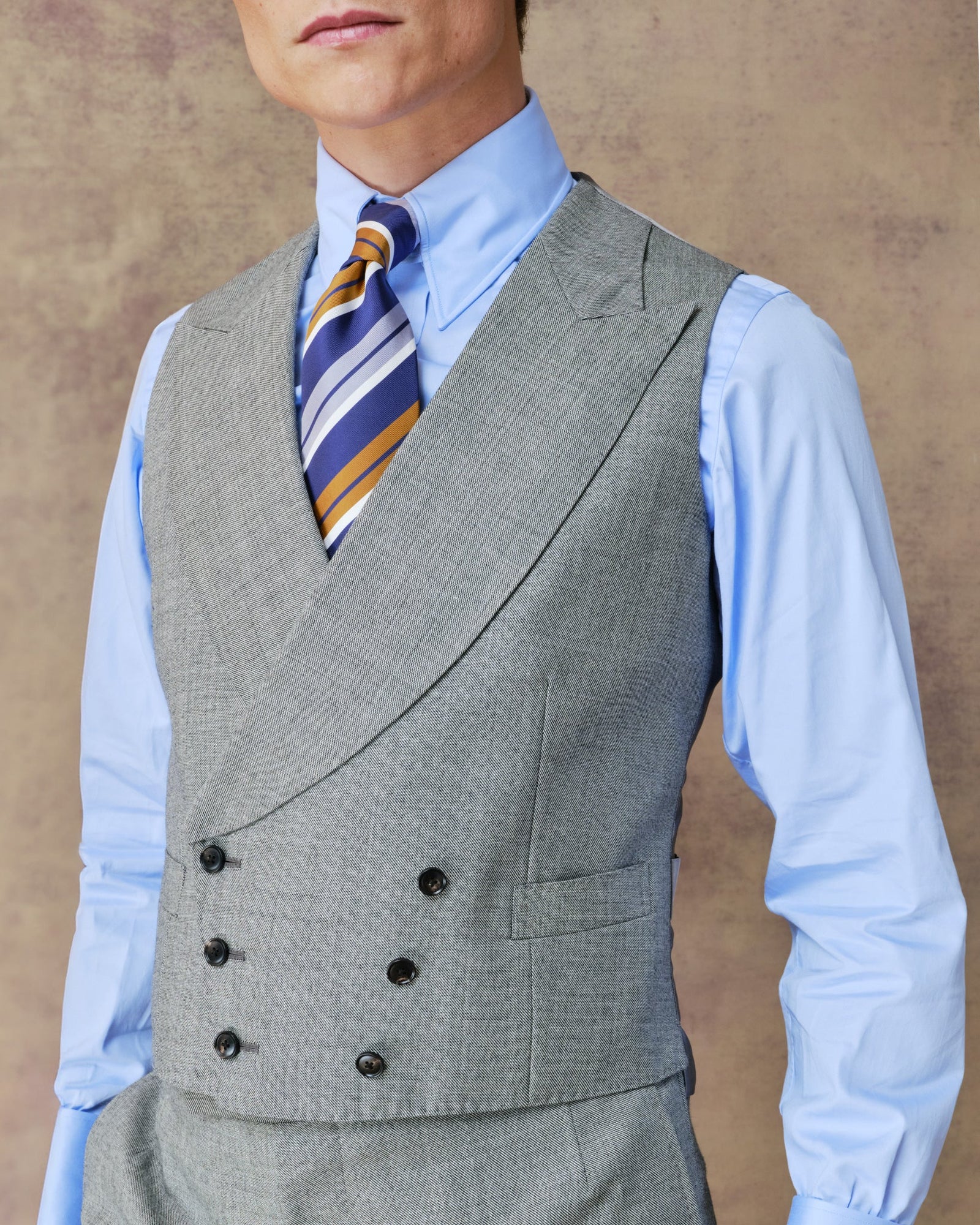 Grey Double Breasted Waistcoat