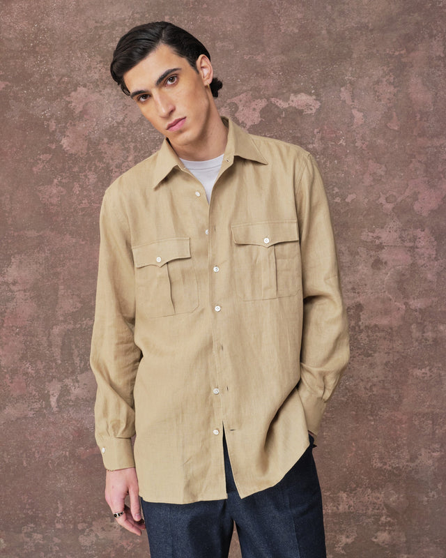 Sand Linen Relaxed Fit Shirt