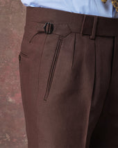 Chocolate Brown Linen Heritage Trousers