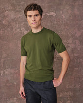 Moss Green Silk Blend T-Shirt