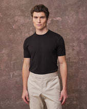 Navy Blue Silk Blend T-Shirt