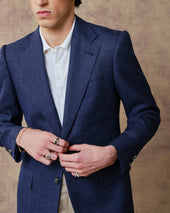 Indigo Silk Linen Blend Blazer