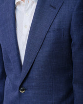 Indigo Silk Linen Blend Blazer