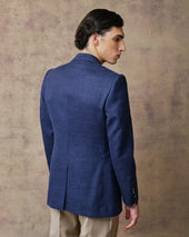 Indigo Silk Linen Blend Blazer