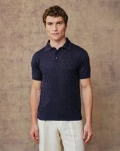 Navy Lattice Polo
