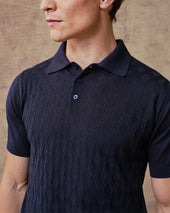 Navy Lattice Polo