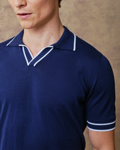 Navy Knitted Polo Shirt