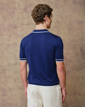 Navy Knitted Polo Shirt