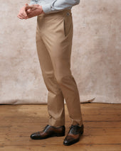 Tan Cotton Contemporary Trousers