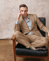 Tan Cotton Contemporary Suit