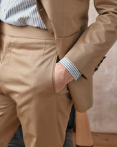 Tan Cotton Contemporary Trousers