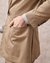 Tan Cotton Notch Lapel Jacket