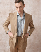 Tan Cotton Notch Lapel Jacket