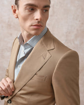 Tan Cotton Notch Lapel Jacket