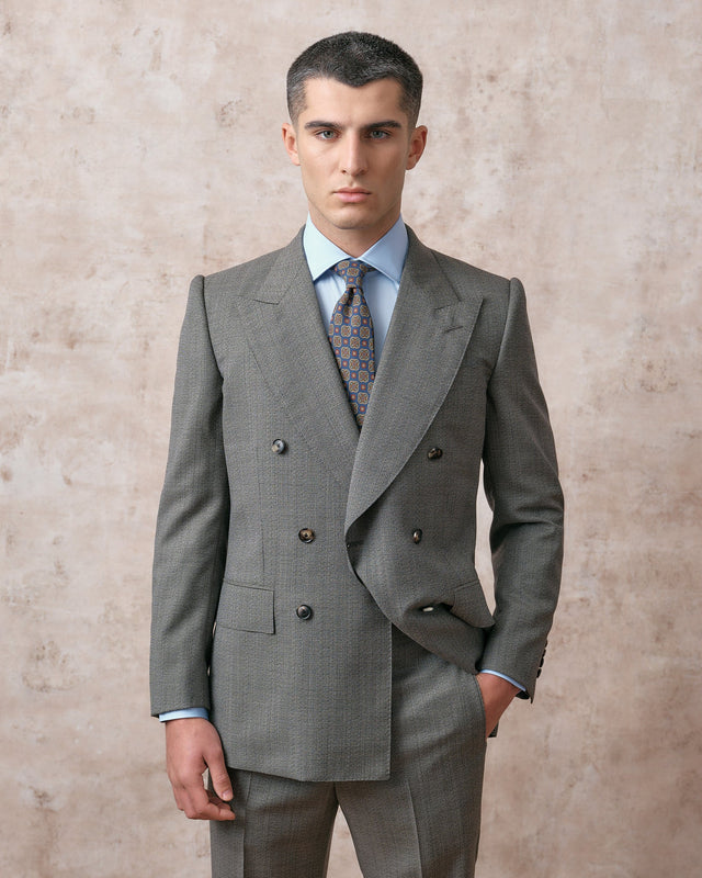 Grey Micro Double-Breasted Suit
