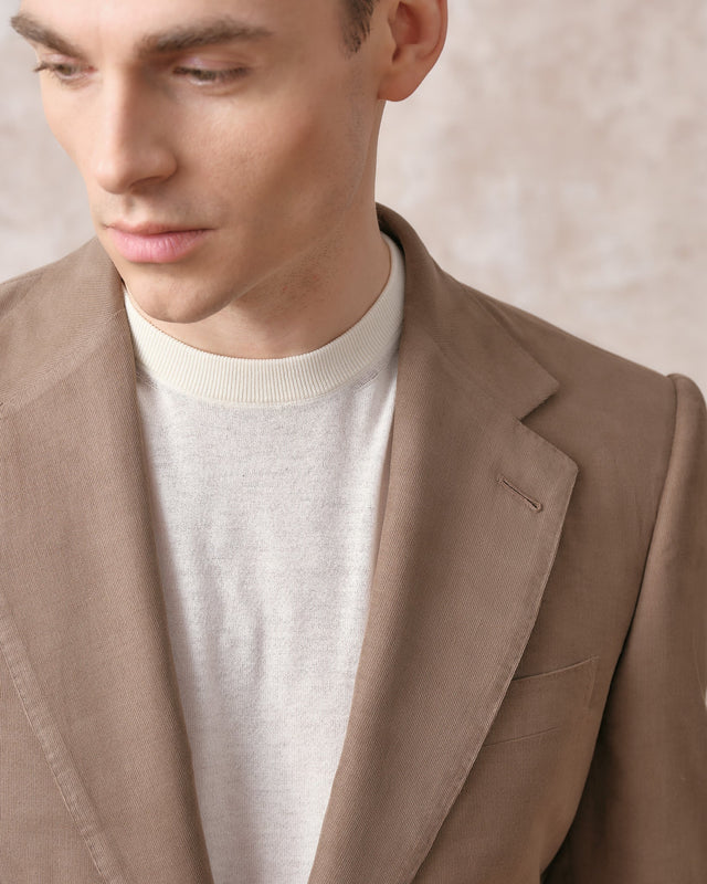 Taupe Needle Cord Notch Lapel Jacket
